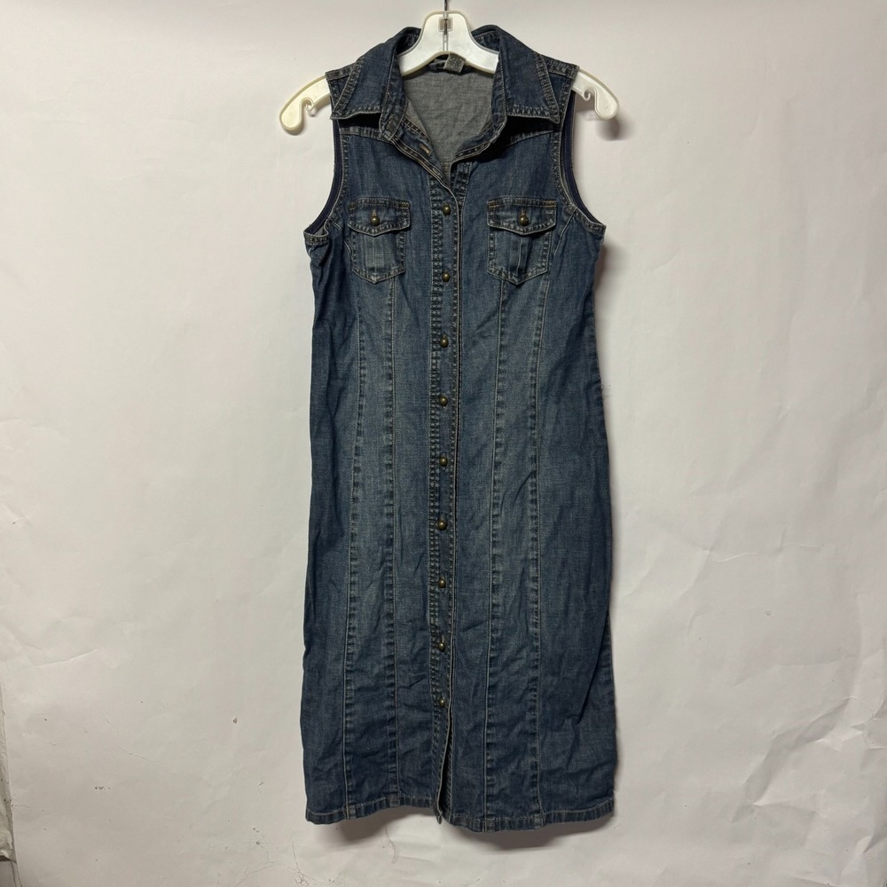 Harold's vintage blue jean dress 100% Cotton Button up front 6‎ Y2K 90s